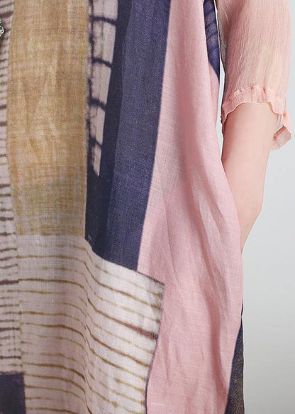 Chic v neck pocketys dresses Photography pink striped Dress