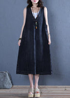Chic v neck sleeveless cotton Fashion Ideas denim blue cotton robes Dresses