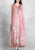 Chic v neck tie waist Wardrobes Catwalk pink print Dress