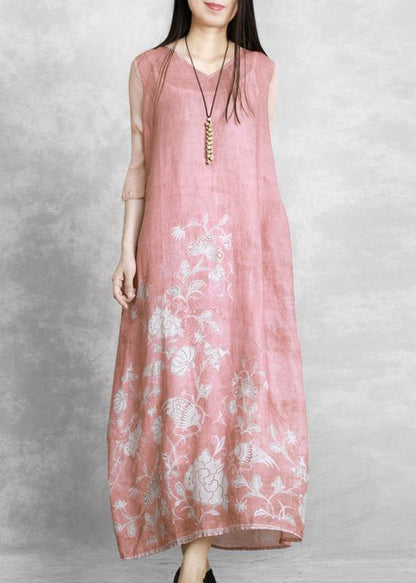 Chic v neck tie waist Wardrobes Catwalk pink print Dress