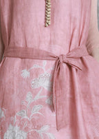 Chic v neck tie waist Wardrobes Catwalk pink print Dress
