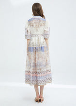 Load image into Gallery viewer, Classy Apricot Peter Pan Collar Print Sashes Patchwork Cotton Dresses Summer
