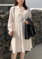 Classy Black Bow Slim Fit Chiffon Robe Dresses Fall