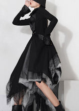 Load image into Gallery viewer, Classy Black Colorblock tulle asymmetrical design Skirt Summer