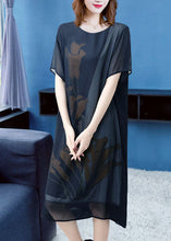 Load image into Gallery viewer, Classy Black O Neck Print Patchwork Chiffon Dress Summer