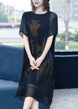 Load image into Gallery viewer, Classy Black O Neck Print Patchwork Chiffon Dress Summer