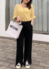 Load image into Gallery viewer, Classy Black Side Open Spandex Wide Leg Pants Fall
