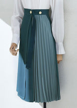 Load image into Gallery viewer, Classy Blue Wrinkled Asymmetrical Patchwork Cotton Skirts Spring