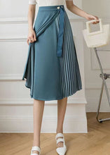 Load image into Gallery viewer, Classy Blue Wrinkled Asymmetrical Patchwork Cotton Skirts Spring