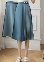 Load image into Gallery viewer, Classy Blue Wrinkled Asymmetrical Patchwork Cotton Skirts Spring
