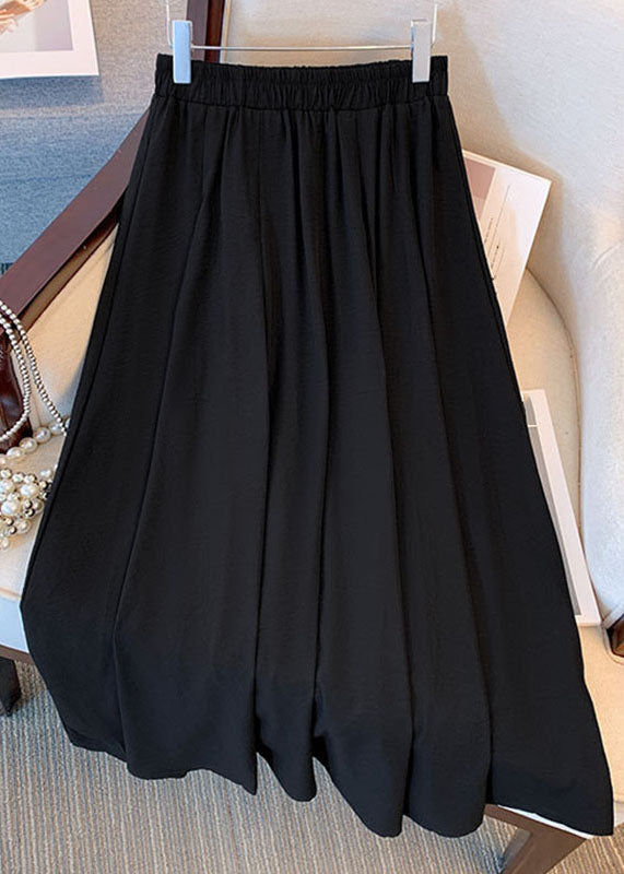 Classy Blue Wrinkled Elastic Waist Patchwork Chiffon Skirts Summer