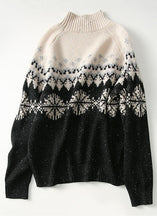 Load image into Gallery viewer, Classy Colorblock High Neck Thick Sequins Print Wool Knit Sweater Tops Winter