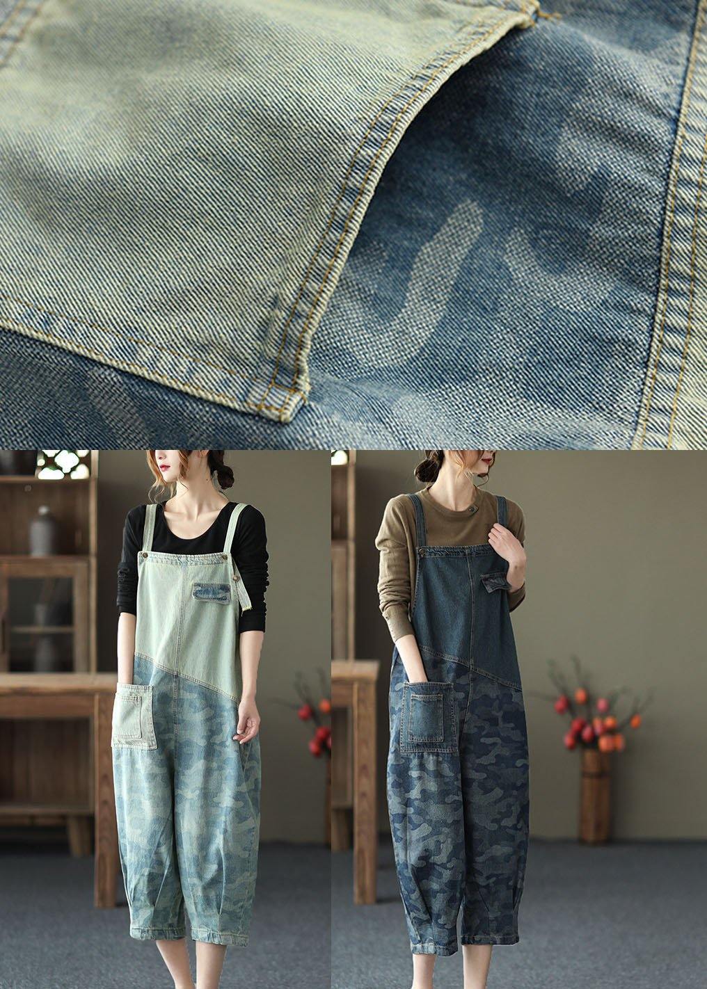 Classy Dark Blue Retro Print Cotton Body Suits Romper