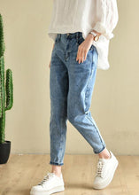 Load image into Gallery viewer, Classy Denim Blue Patchwor Cotton Pants