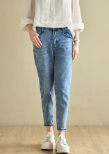 Load image into Gallery viewer, Classy Denim Blue Patchwor Cotton Pants