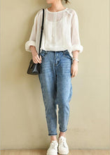 Load image into Gallery viewer, Classy Denim Blue Patchwor Cotton Pants
