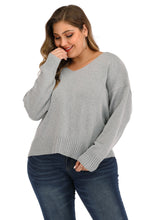 Load image into Gallery viewer, Classy Grey V Neck Thick Knit Sweaters Long Sleeve