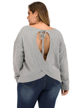 Load image into Gallery viewer, Classy Grey V Neck Thick Knit Sweaters Long Sleeve