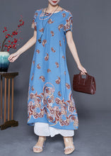 Load image into Gallery viewer, Classy Light Blue Oversized Print Cotton Vacation Dresses Summer