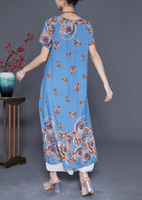 Load image into Gallery viewer, Classy Light Blue Oversized Print Cotton Vacation Dresses Summer