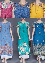 Load image into Gallery viewer, Classy Light Blue Oversized Print Cotton Vacation Dresses Summer
