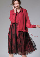 Load image into Gallery viewer, Classy Mulberry Peter Pan Collar Lace Patchwork Chiffon Mid Dress Spring