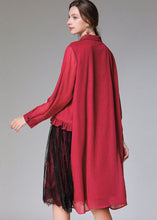 Load image into Gallery viewer, Classy Mulberry Peter Pan Collar Lace Patchwork Chiffon Mid Dress Spring