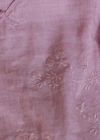 Classy O Neck Chinese Button Clothes For Women Shape Pink Embroidery Shirt