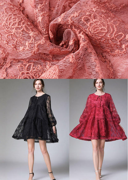 Classy Pink Fashion Spring Lace Party Dress Long Sleeve