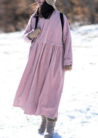 Classy Stand Patchwork Spring dress Neckline Pink Dresses