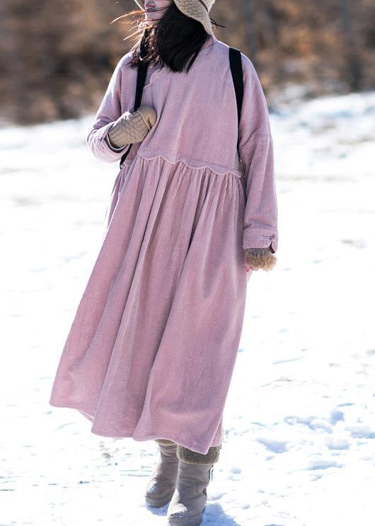 Classy Stand Patchwork Spring dress Neckline Pink Dresses