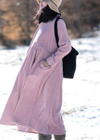 Classy Stand Patchwork Spring dress Neckline Pink Dresses