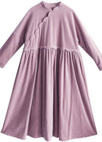 Classy Stand Patchwork Spring dress Neckline Pink Dresses