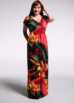 Classy V Neck Patchwork Wrinkled Ice Silk Maxi Beach Dresses Summer
