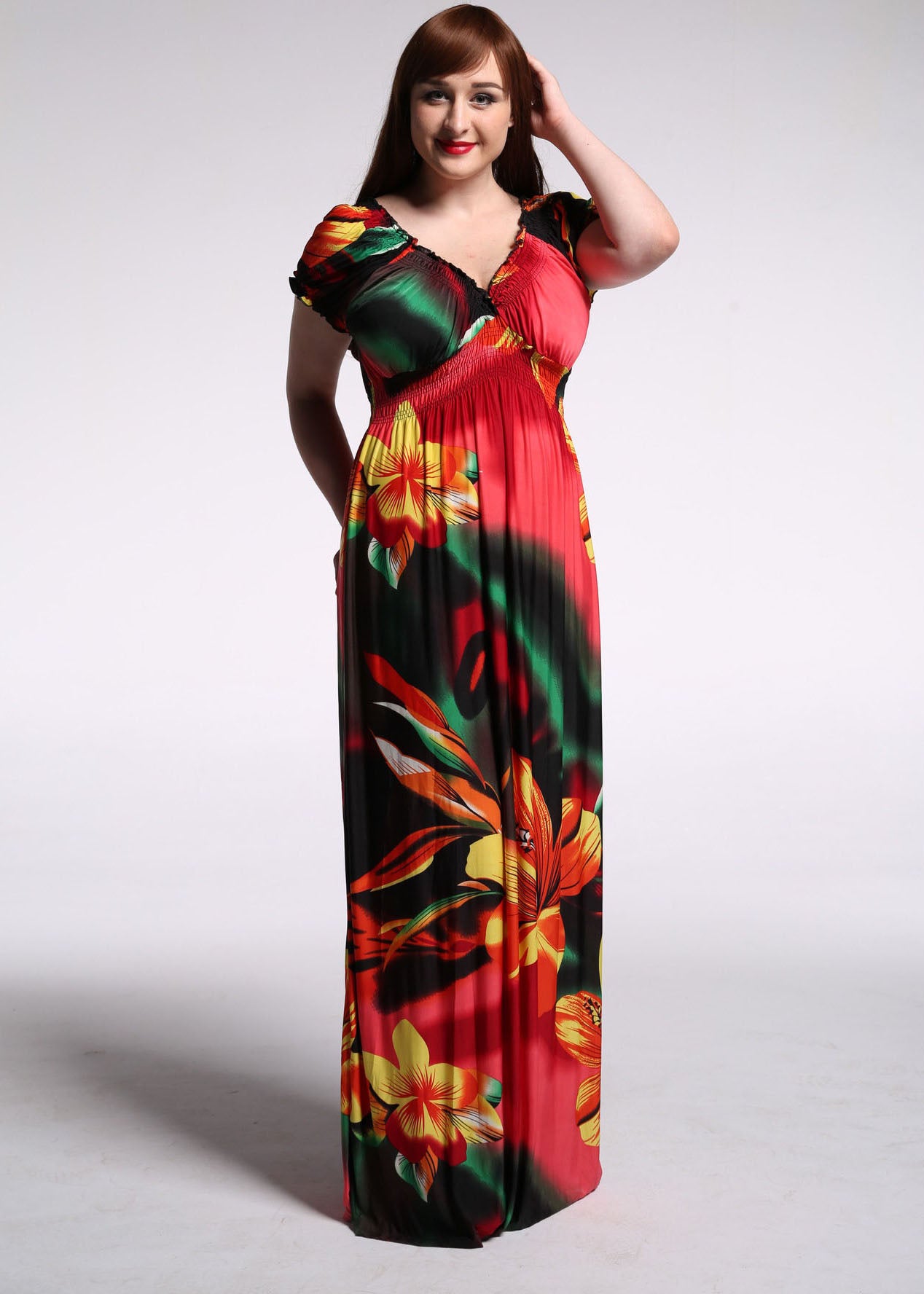 Classy V Neck Patchwork Wrinkled Ice Silk Maxi Beach Dresses Summer