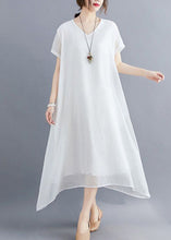 Load image into Gallery viewer, Classy White V Neck Exra Large Hem Cotton A Line Dresses Summer