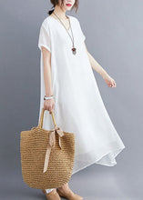 Load image into Gallery viewer, Classy White V Neck Exra Large Hem Cotton A Line Dresses Summer