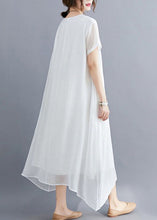 Load image into Gallery viewer, Classy White V Neck Exra Large Hem Cotton A Line Dresses Summer