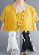Load image into Gallery viewer, Classy White V Neck Exra Large Hem Cotton A Line Dresses Summer
