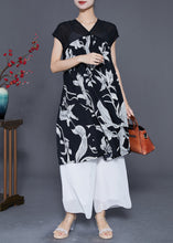 Load image into Gallery viewer, Classy White V Neck Print Chiffon A Line Dress Summer