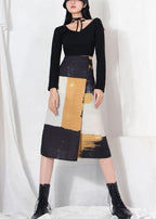 Classy Yellow Asymmetrical Besign Summer Skirt