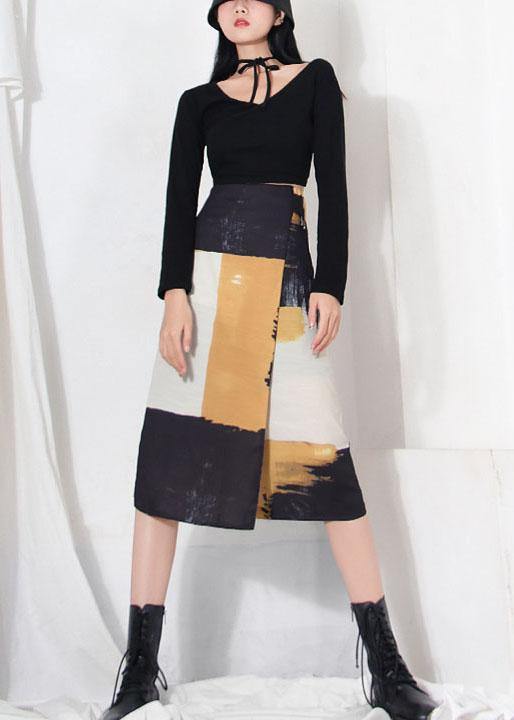 Classy Yellow Asymmetrical Besign Summer Skirt