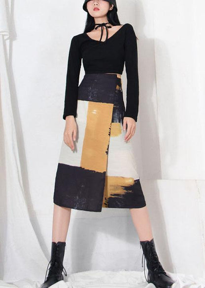 Classy Yellow Asymmetrical Besign Summer Skirt