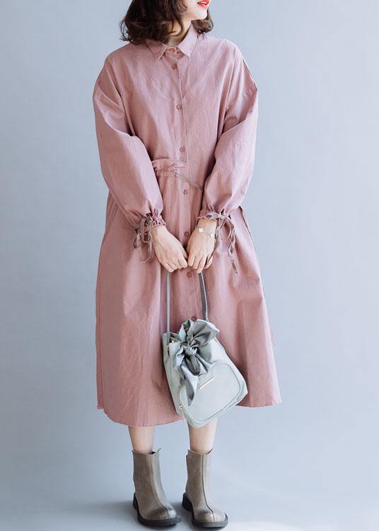 Classy pink Fashion clothes For Women drawstring lapel fall coats