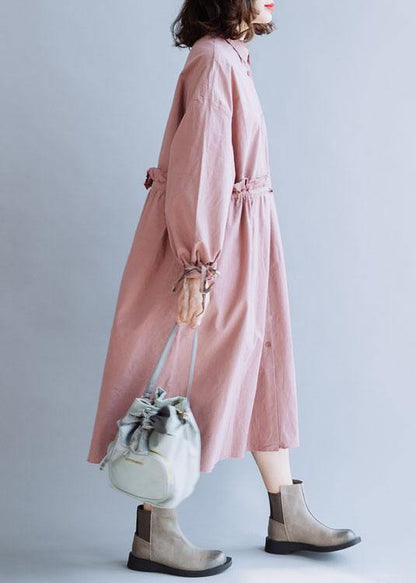 Classy pink Fashion clothes For Women drawstring lapel fall coats