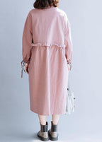 Classy pink Fashion clothes For Women drawstring lapel fall coats