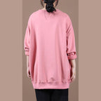 Classy pink Letter tunics for women o neck patchwork oversized top