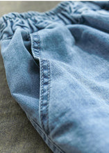 Load image into Gallery viewer, Classy Denim Blue Pant Spring Elastic Waist Embroidery Work Outfits Women Trousers