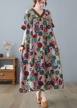 Load image into Gallery viewer, Coffee Patchwork Cotton Robe Dresses Oversized Print Summer