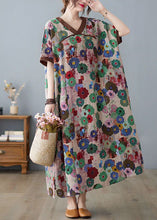 Load image into Gallery viewer, Coffee Patchwork Cotton Robe Dresses Oversized Print Summer